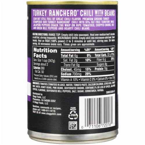Stagg Chili® Turkey Ranchero Chili with Beans Perspective: back