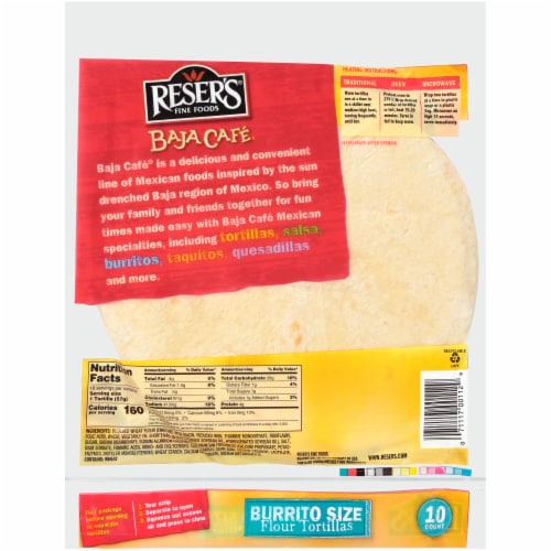 Resers Baja Cafe Burrito Size Flour Tortillas Perspective: back