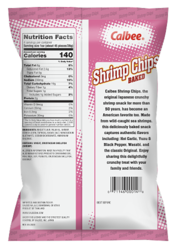 Calbee® Original Baked Shrimp Chips Puffed Snacks Perspective: back