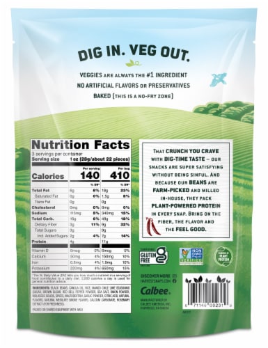 Harvest Snaps Mango Chile Lime Black Bean Snack Crisps Perspective: back