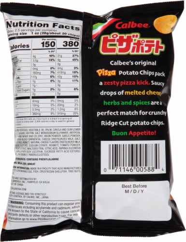 Calbee® Pizza Flavored Potato Chips Perspective: back