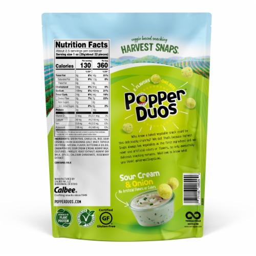 Harvest Snaps Popper Duos Sour Cream & Onion Green Pea Crisps Perspective: back