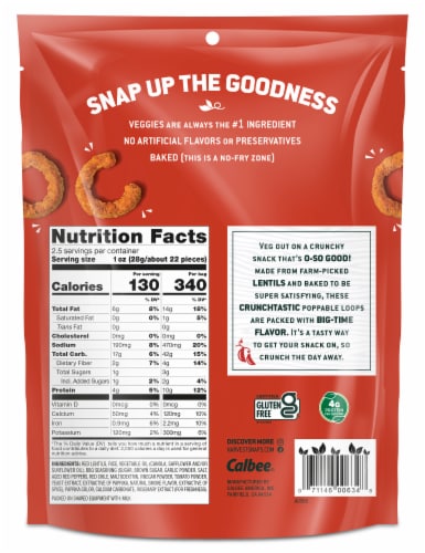 Calbee® Harvest Snaps® Kick'N BBQ Red Lentil Crunchy Loops Crisps Perspective: back
