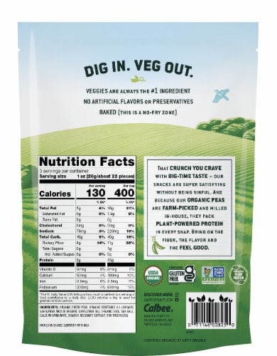 Harvest Snaps® Organic Artisan Sea Salt Baked Green Pea Snacks Perspective: back