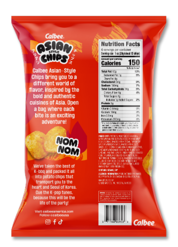 Calbee® Asian and Korean-Style Spicy BBQ Potato Chips Perspective: back