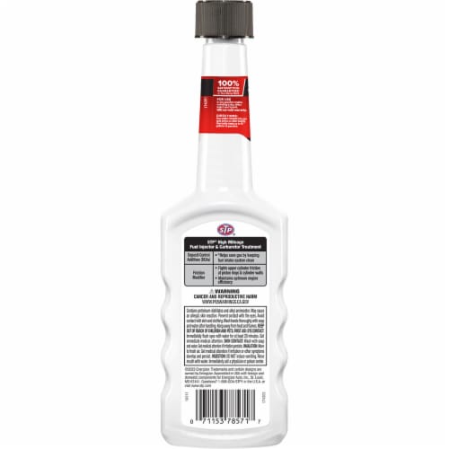 STP® High Mileage™ Fuel Injector & Carburetor Treatment Perspective: back