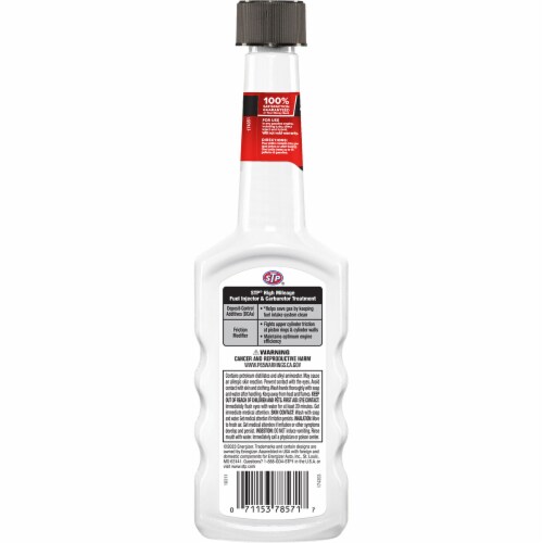STP® High Mileage™ Fuel Injector & Carburetor Treatment Perspective: back