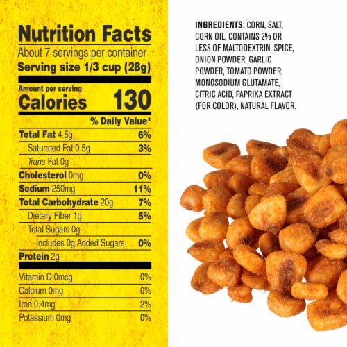 Corn Nuts ® Chile Picante con Limon Crunchy Corn Kernels Snack, 4 oz. Bag Perspective: back