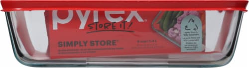 Pyrex® 6-Cup Covered Glass Storage Dish - Red/Clear Perspective: back