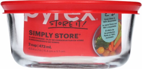 Pyrex® Round 2 Cup Storage Container with Red Lid Perspective: back
