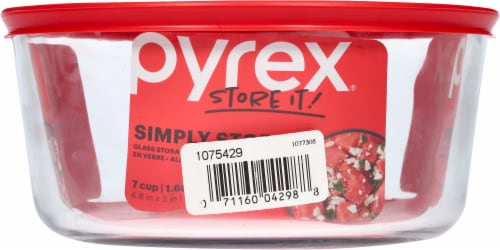 Pyrex® Covered Round Storage Dish - Clear/Red Perspective: back
