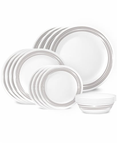 Corelle® Signature Laminated Glass Dinnerware Set - Brushed Silver Perspective: back