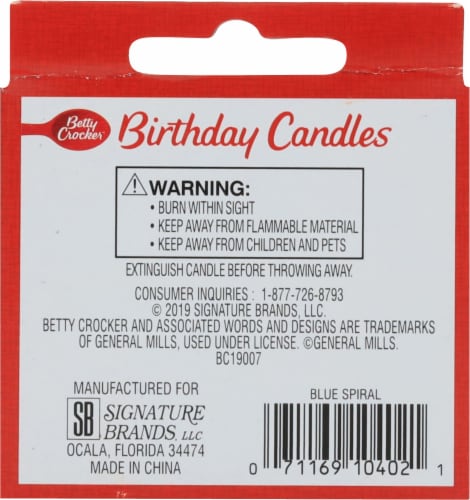 Betty Crocker™ Blue Spiral Birthday Candles Perspective: back