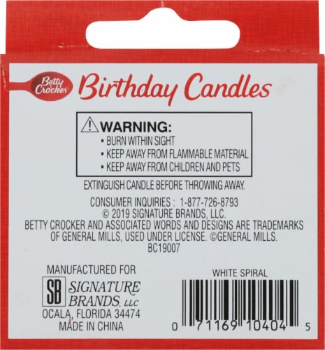 Betty Crocker™ White Spiral Birthday Candles Perspective: back