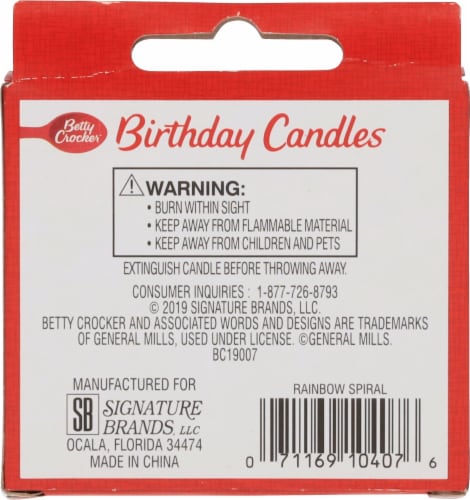 Betty Crocker™ Rainbow Spiral Birthday Candles Perspective: back