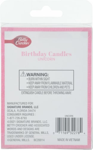 Betty Crocker™ Rainbow Unicorn Birthday Candles Perspective: back