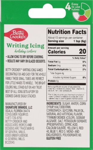 Betty Crocker™ Holiday Colors Writing Icing Perspective: back