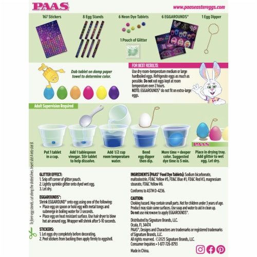 PAAS® Easter Neon Egg Decorating Kit Perspective: back