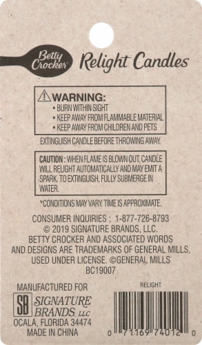 Betty Crocker™ Relight Candle Perspective: back