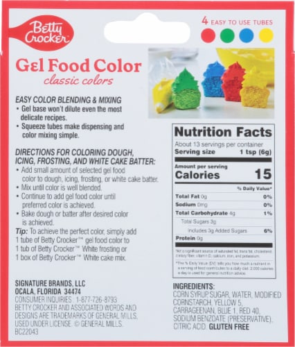 Betty Crocker™ Classic Colors Gel Food Color Tubes, 4 ct / 0.67 oz - Kroger