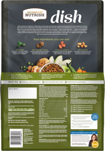 Rachael Ray Nutrish Dish Chicken & Brown Rice with Veggies & Fruit Dry Dog Food Perspective: back