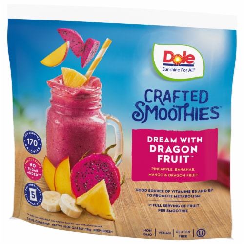 DOLE CRAFTED SMOOTHIE BLENDS® Tropical Fruit with Dragon Fruit Blend Bags Perspective: back