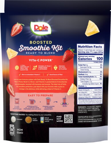 Dole® Boosted Vita-C Power™ Strawberries & Pineapples Smoothie Kit Perspective: back