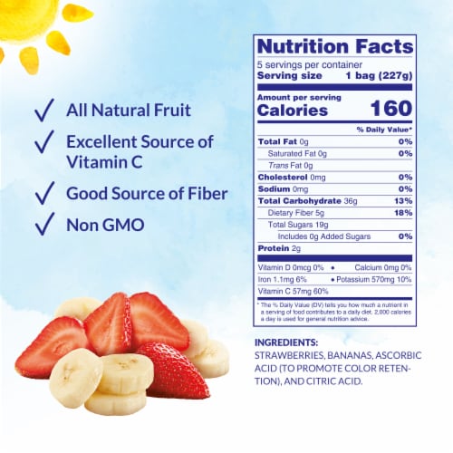 DOLE® Frozen Sliced Strawberries and Bananas Pre-Portioned Frozen Fruit Bags Perspective: back