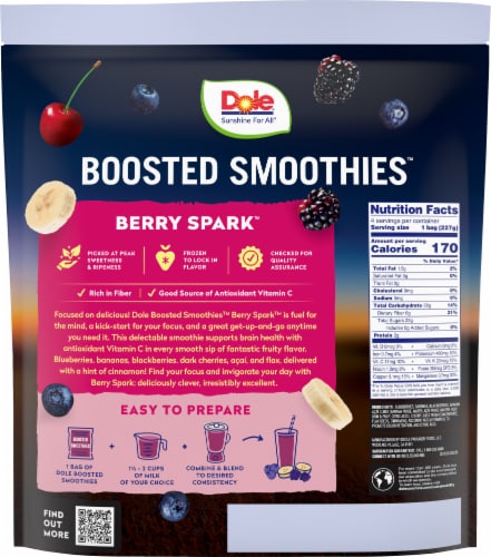 Dole® Boosted Blends Blueberry + Banana Protein Smoothie Perspective: back