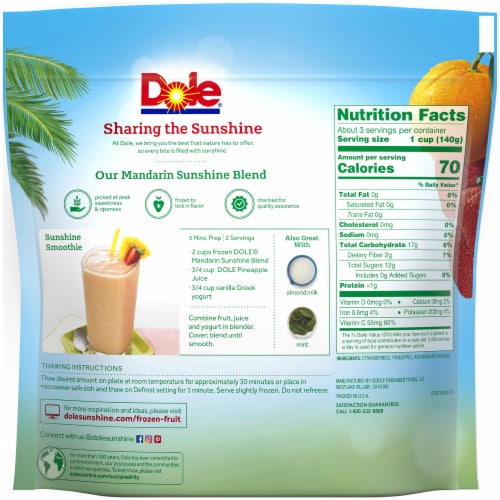 Dole® Mandarin Sunshine Frozen Fruit Blend Perspective: back