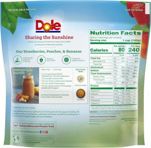 Dole® Strawberries, Peaches & Bananas Frozen Fruit