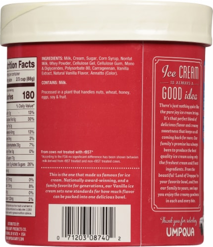 Umpqua Dairy Vanilla Ice Cream Perspective: back