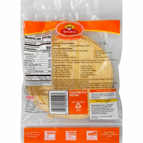 Lynn Wilson's™ Yellow Corn Tortillas Perspective: back