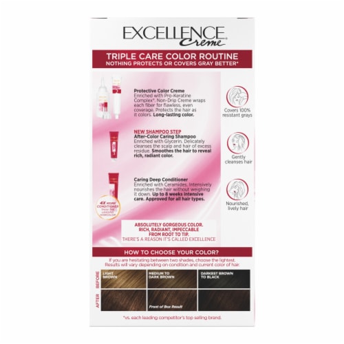 L'Oreal Paris Excellence 4G Dark Golden Brown Creme Permanent Triple Care Hair Color Perspective: back