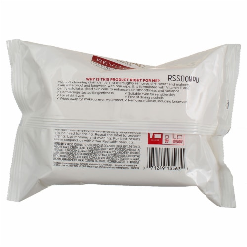 L'Oreal Paris RevitaLift Makeup Remover Towelettes, 30 Ct Perspective: back