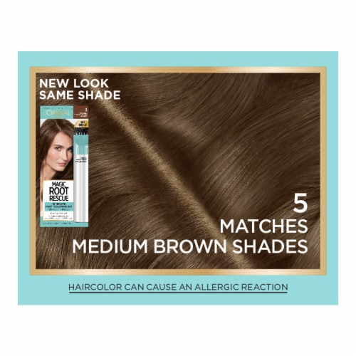 L'Oreal Paris Magic 5 Medium Brown Root Rescue 10 Minute Root Hair Coloring Kit Perspective: back