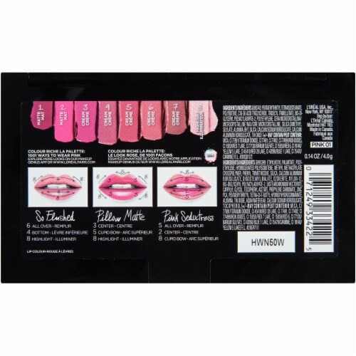 L'Oreal Paris Cream Matte & Highlighter Pink Lip La Palette Perspective: back