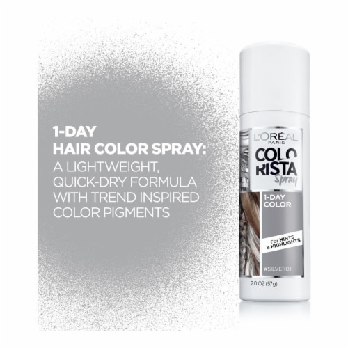 L'Oreal Paris Colorista SILVER Hair Makeup Temporary 1-Day Hair Color Spray Perspective: back