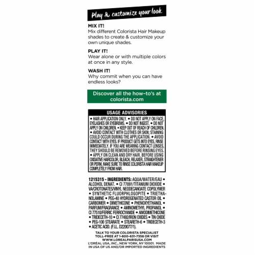 L'Oreal Paris Colorista Green 70 Single Day Hair Makeup Perspective: back