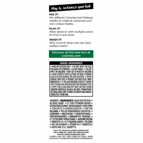 L'Oreal Paris Colorista Green 70 Single Day Hair Makeup Perspective: back