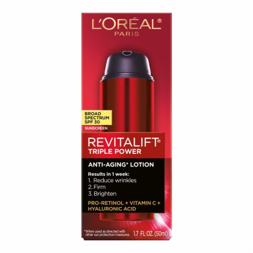 L'Oreal Paris Revitalift Triple Power Face Sunscreen with SPF 30, Hyaluronic Acid & Vitamin C Perspective: back
