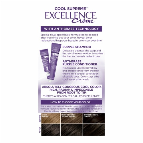 L'Oreal Paris Excellence Cool Supreme Ultra Ash Dark Brown Permanent Gray Coverage Hair Color Perspective: back