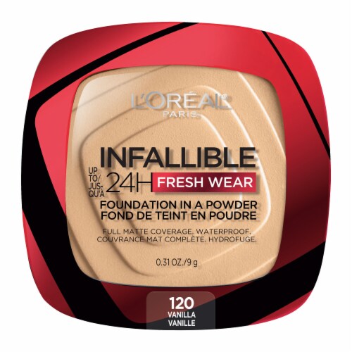 L'Oreal Paris Infallible Fresh Wear Foundation In A Powder 120 Vanilla Perspective: back