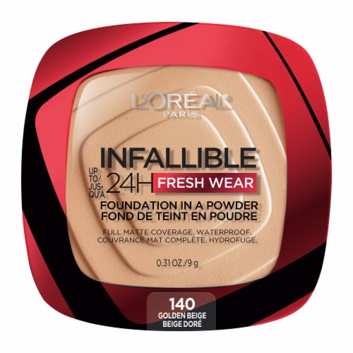 L'Oreal Paris Infallible Fresh Wear Foundation In A Powder 140 Golden Beige Perspective: back