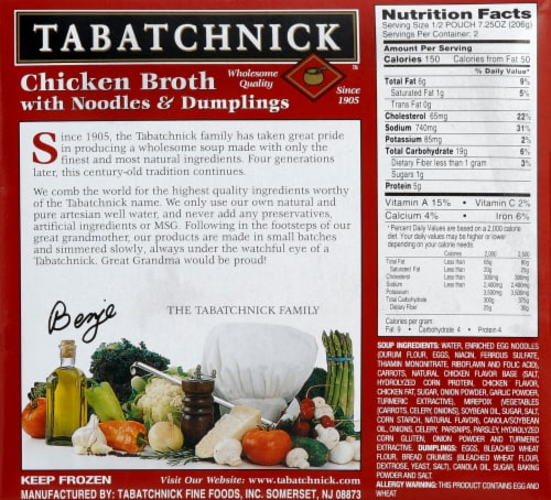 Tabatchnick Chicken Broth with Noodles & Dumplings Perspective: back