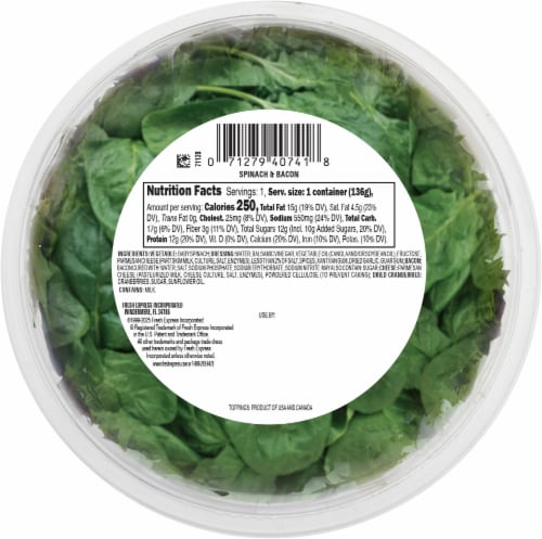 Fresh Express® Gourmet Fresh Salad® Spinach & Bacon Salad Kit Perspective: back