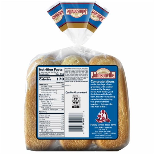 Johnsonville Brat & Sausage Buns baked by Aunt Millie's Perspective: back