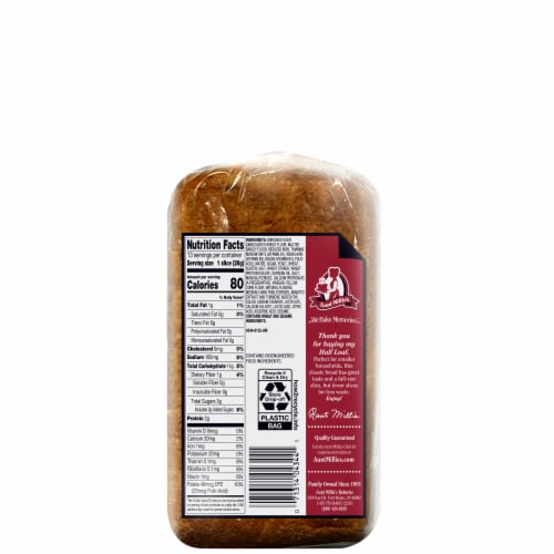 Aunt Millie's Half Loaf Hawaiian Bread Perspective: back