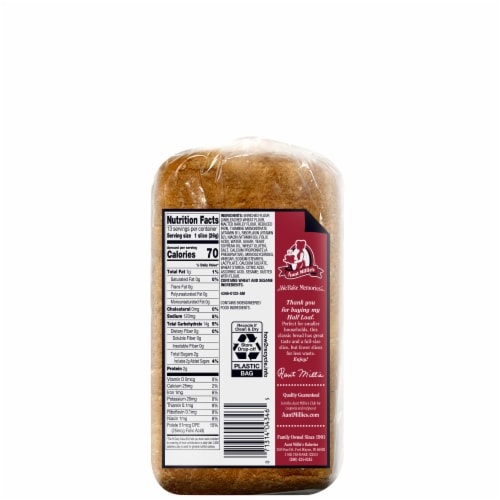 Aunt Millie’s Country White Half Loaf Bread Perspective: back