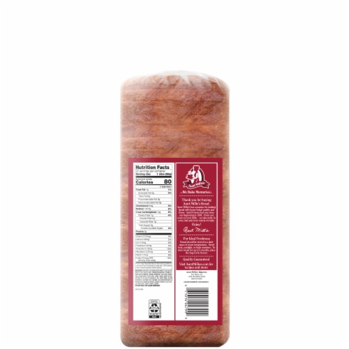 Aunt Millie's Family Style Honey Wheat Bread Perspective: back